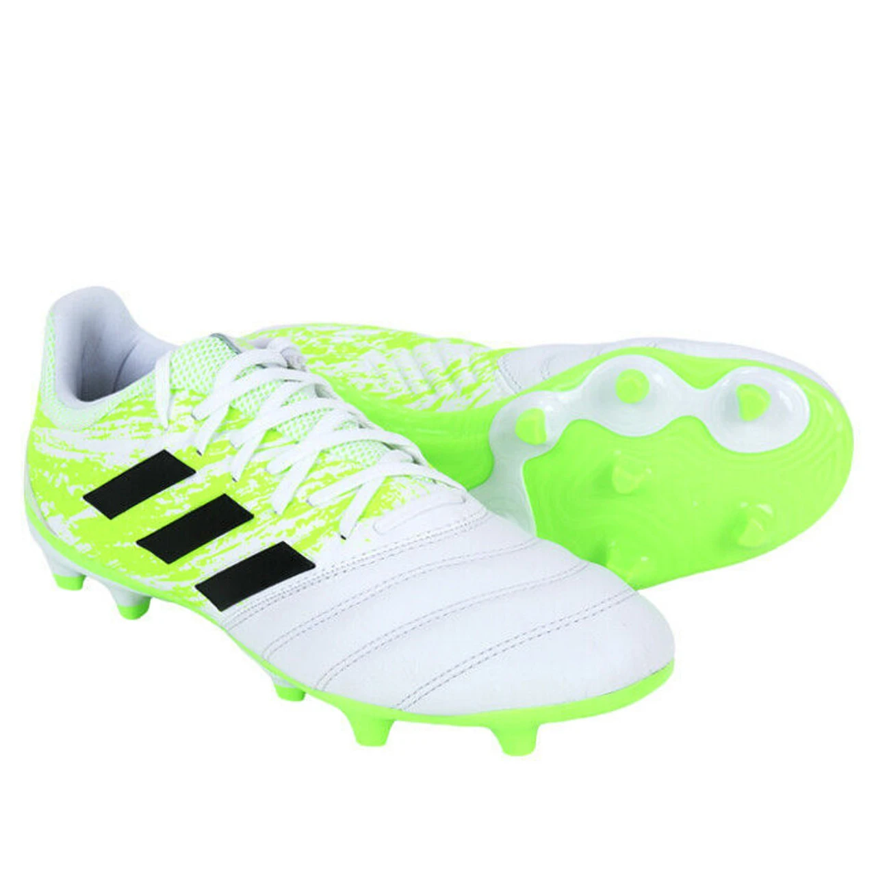 Adidas Copa 20.3 Firm Ground Adult Soccer Cleats G28553 - Cloud White / Core Black / Signal Green 2 Adidas Copa 20.3 Firm Ground Adult Soccer Cleats G28553 - Cloud White / Core Black / Signal Green - Image 2