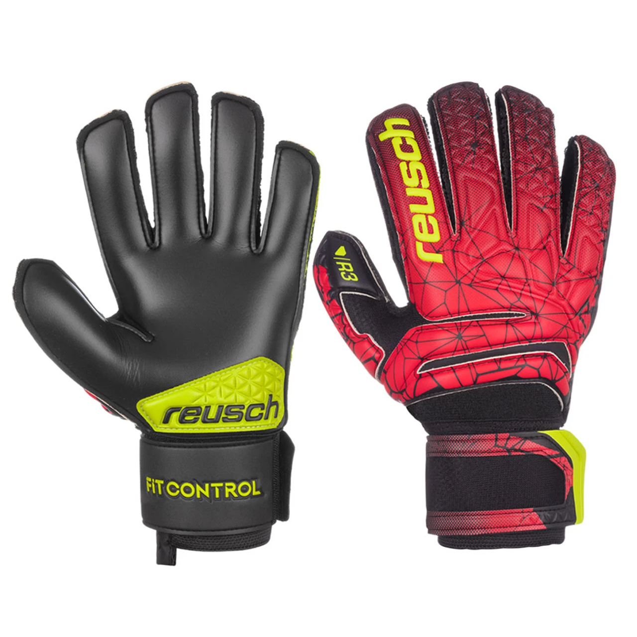 Reusch Fit Control R3 Soccer Goalie Gloves - Red, Black, Yellow 1 Reusch Fit Control R3 Soccer Goalie Gloves - Red, Black, Yellow
