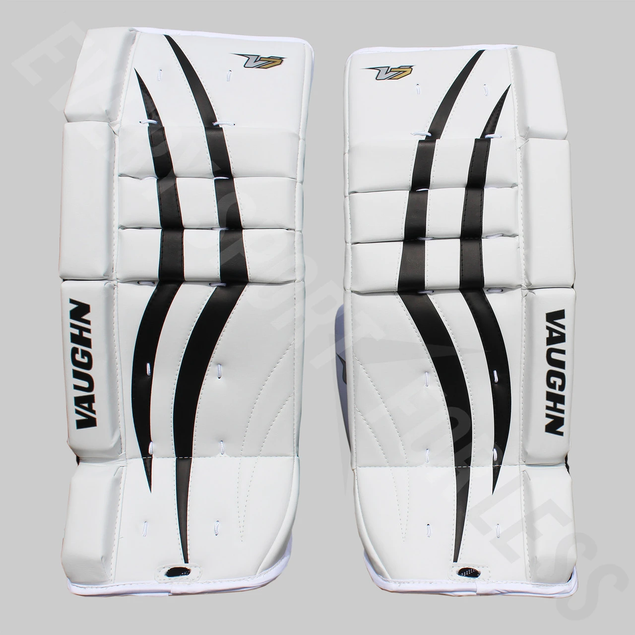 Vaughn V7 VPG XF Youth Hockey Goalie Leg Pads - White, Black 2 Vaughn V7 VPG XF Youth Hockey Goalie Leg Pads - White, Black - Image 2