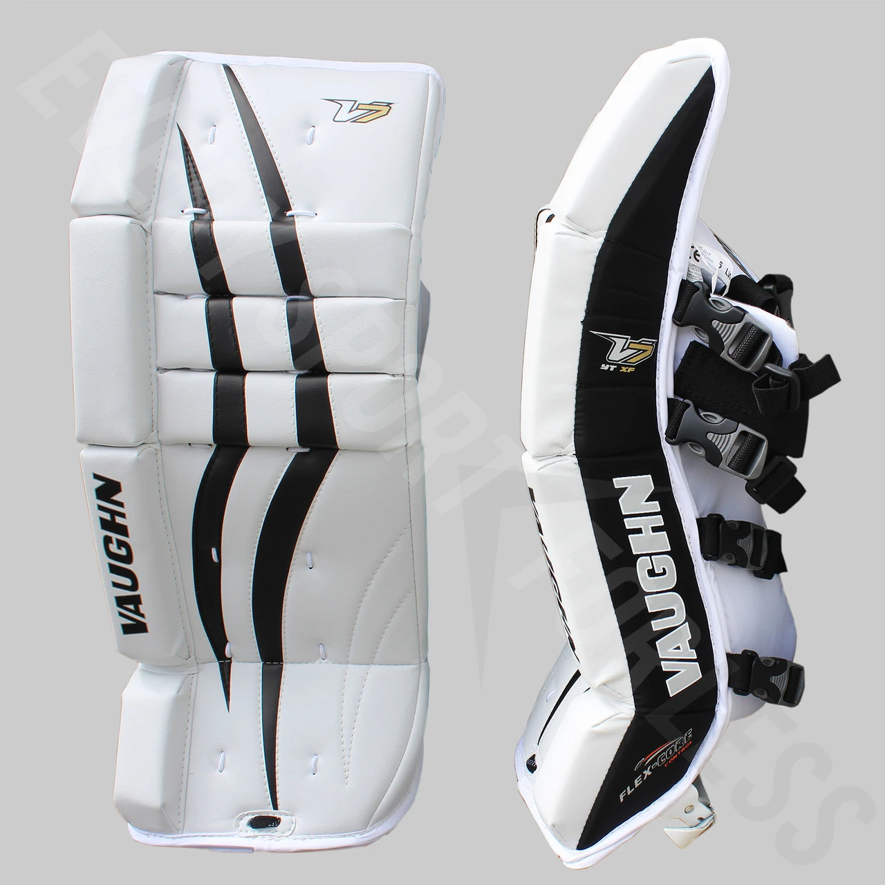 Vaughn V7 VPG XF Youth Hockey Goalie Leg Pads - White, Black 3 Vaughn V7 VPG XF Youth Hockey Goalie Leg Pads - White, Black - Image 3