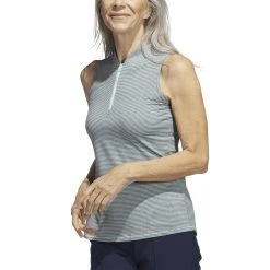 Adidas Women's Two Color Ottoman Sleeveless Polo -Ball Sports Equipment Discount Store adidas 2023 women s two color ottoman sleeveless polo semi flash aqua itempicture