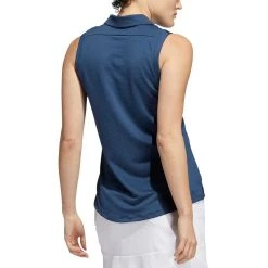 Adidas FW22 Women's Textured Sleeveless Polo -Ball Sports Equipment Discount Store adidas fw22 womens textured sleeveless polo crew navy back itempicture