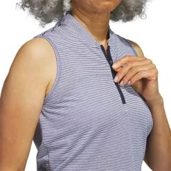 Adidas Women's Two Color Ottoman Sleeveless Polo -Ball Sports Equipment Discount Store adidas ss23 w two color ottoman sleeveless polo collegiate navy detail2 itempicture