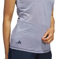 Adidas Women's Two Color Ottoman Sleeveless Polo -Ball Sports Equipment Discount Store adidas ss23 w two color ottoman sleeveless polo collegiate navy detal itempicture