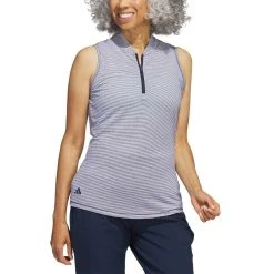 Adidas Women's Two Color Ottoman Sleeveless Polo -Ball Sports Equipment Discount Store adidas ss23 w two color ottoman sleeveless polo collegiate navy itempicture