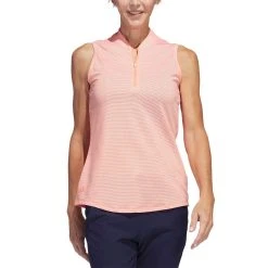 Adidas Women's Two Color Ottoman Sleeveless Polo -Ball Sports Equipment Discount Store adidas ss23 w two color ottoman sleeveless polo coral fusion itempicture