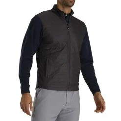 FootJoy Full Zip Hybrid Jacket -Ball Sports Equipment Discount Store footjoy full zip hybrid jacket charcoal navy front itempicture