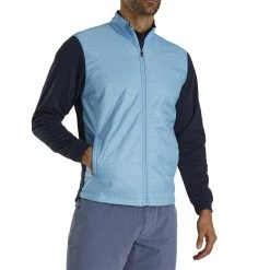 FootJoy Full Zip Hybrid Jacket -Ball Sports Equipment Discount Store footjoy full zip hybrid jacket light blue navy front itempicture