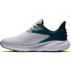 FootJoy Women's Flex XP Golf Shoes White/Teal -Ball Sports Equipment Discount Store footjoy women s flex xp golf shoes white teal 95423 side itempicture