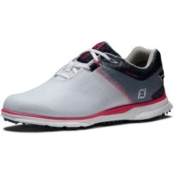 FootJoy Women's Pro SL Sport Golf Shoes White/Navy/Pink -Ball Sports Equipment Discount Store footjoy womens pro sl sport golf shoes white navy pink 98147 toe itempicture