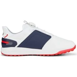 Puma Ignite Elevate Disc Golf Shoes White/Silver/Navy -Ball Sports Equipment Discount Store puma ignite elevate disc golf shoes white silver navy 376080 04 profile2 itempicture